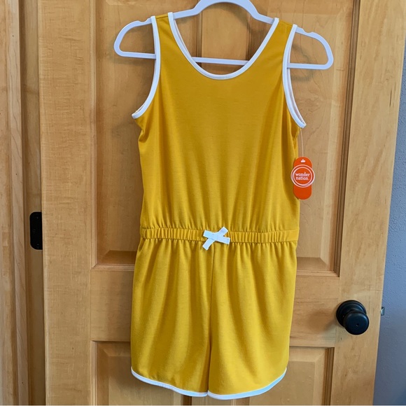 (K250) NWT Wonder Nation Girls XL (14-16) Mustard w/white Trim Romper - Picture 9 of 9